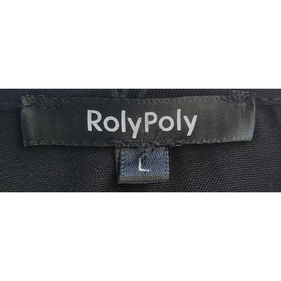 Roly Poly Women L Black Empire Waist Dress Balloon Sleeve Tiered Hem RP10853 - Picture 3 of 11